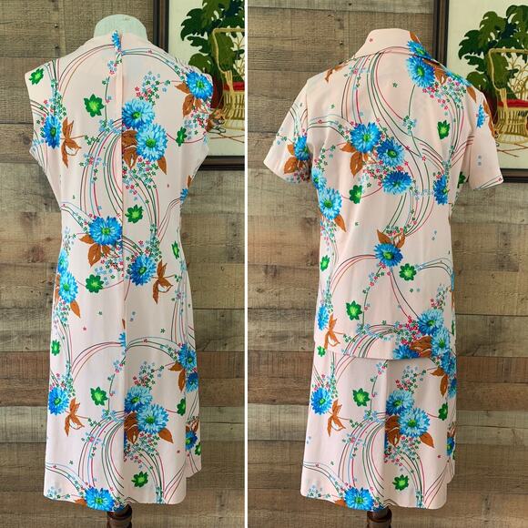 Vintage 1960s 1970s Bleeker Street Knit Jacket Matching Dress Set MOD Boho M/L - Picture 5 of 10